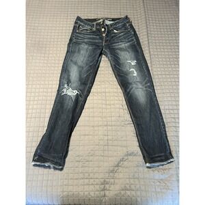 American Eagle Outfitters Women's Blue Distressed Ripped Skinny Jeans Size 2